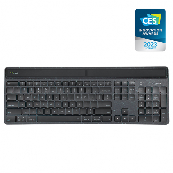 Targus Teclado Inalambrico EcoSmart de Carga Solar con Conexión Hasta a 3 Dsipositivos Bluetooth, Idioma Español