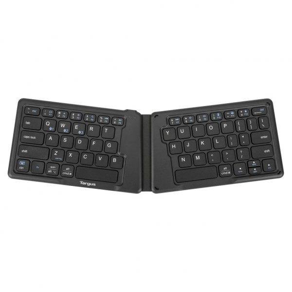 Targus Teclado Inalambrico Plegable en Español, Ergonomico con Protección Antimicrobiana, Conexión Bluetooth 5.1 Compatible con iOS, Android o Windows